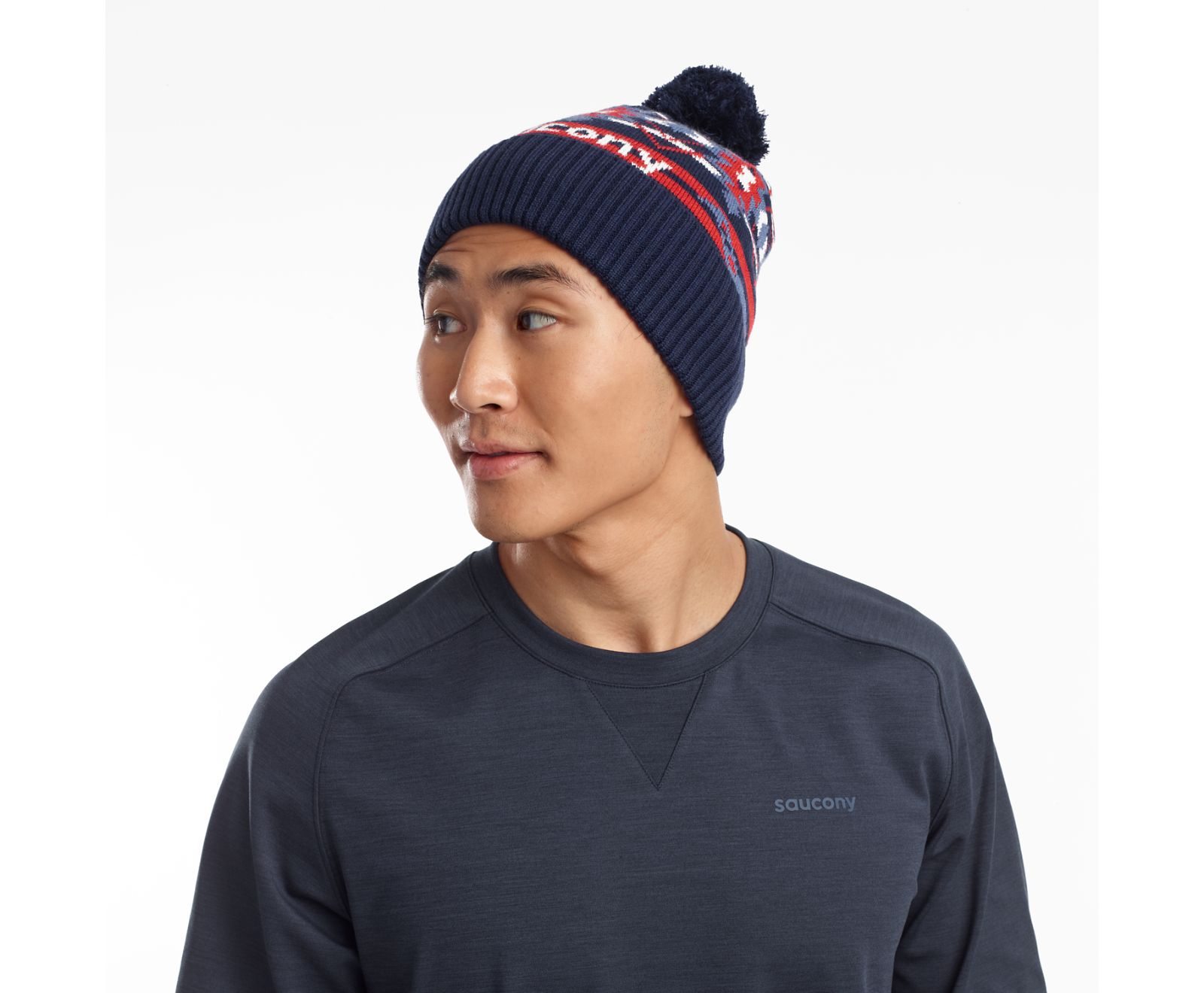 Men\'s Saucony Rested Pom Beanies Blue | Singapore 692HAPK